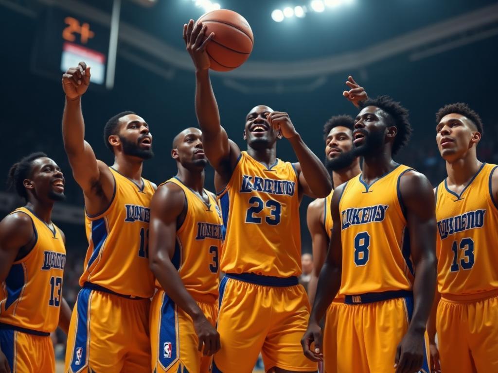 Sports team victory celebration - basketball championship